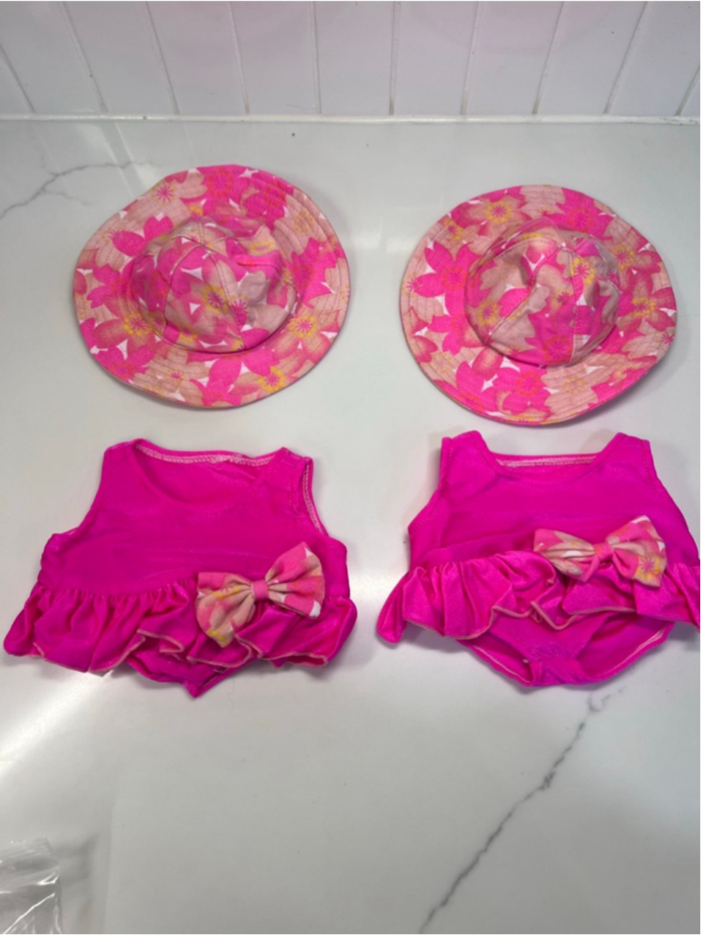 Doll Clothes for 15” American Girl Bitty Baby Twin Girls Pink Swim Suit Sundress - Picture 2 of 12